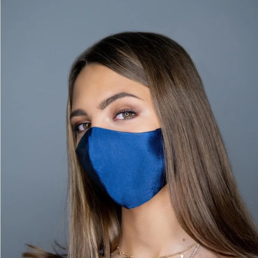 Elegant Blue Satin Face Mask